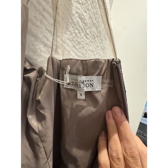 Teri Jon By Rickie Freeman Size 8 Bronze Taupe Evening Gown Mermaid Designer - Picture 9 of 14
